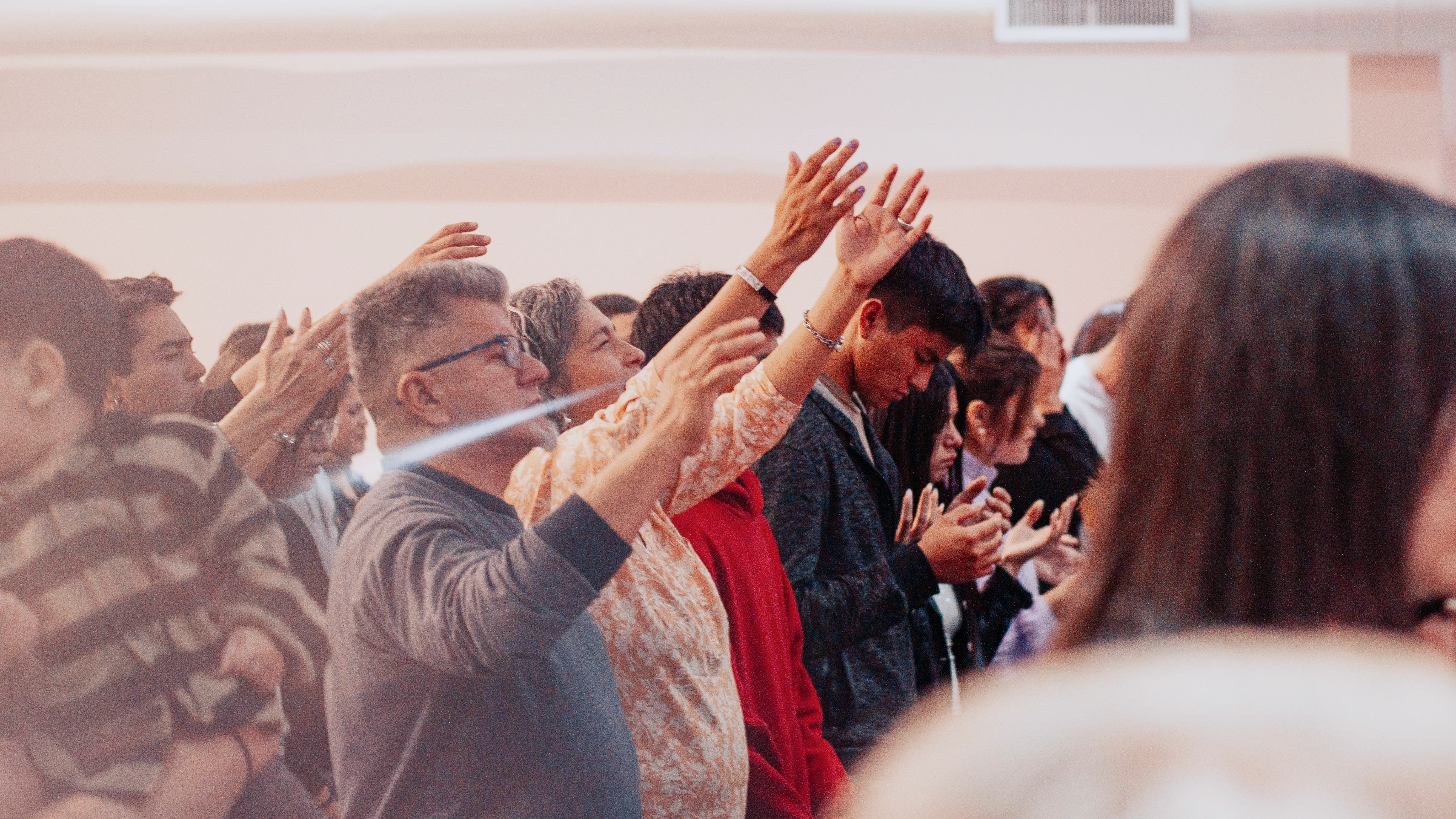 Congregation worshipping
